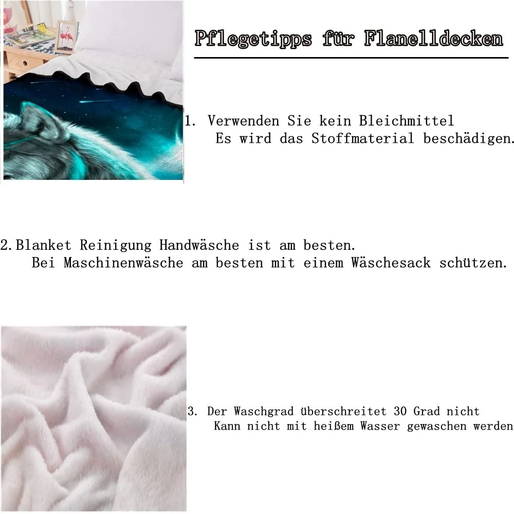 Покривало AOXHFNV Вовк 3D 150 x 200 см Синій (Вовк 1), фото №6