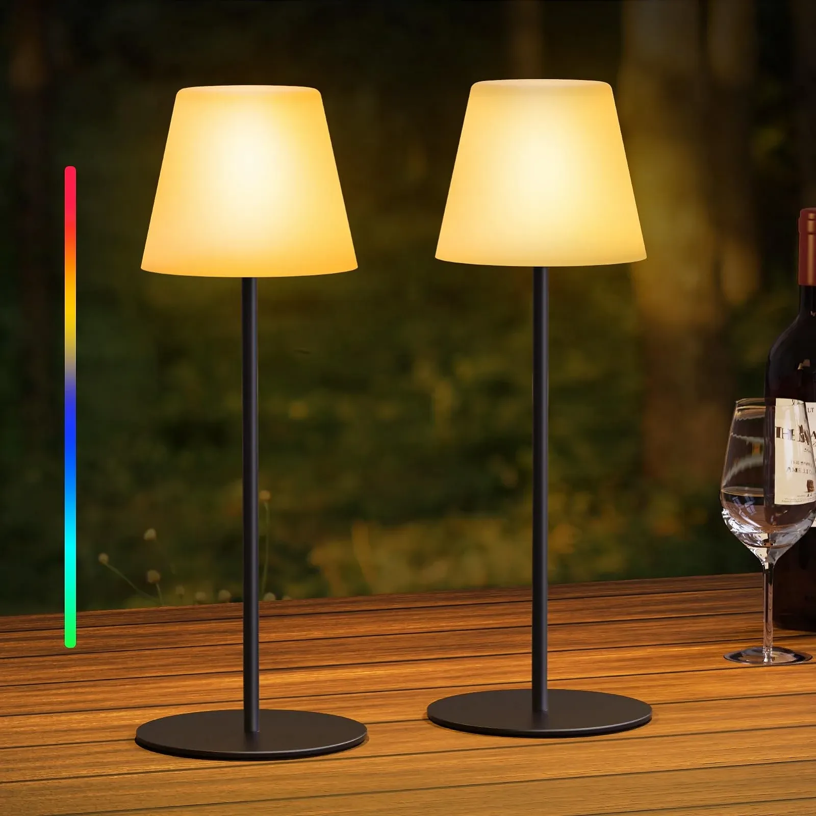 Настільна лампа бездротова світлодіодна RGB акумуляторна водонепроникна IP44 набір з 2, фото №1