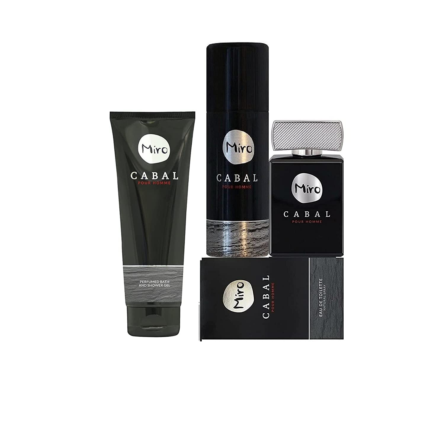 Набір MIRO Cabal Pour Homme 3 предмети: Туалетна вода 75 мл + Дезодорант 150 мл Без алюмінію + Парфумований гель для душу 250 мл, фото №1