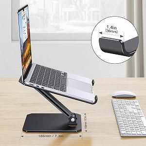 Подставка для ноутбука OMOTON Алюминиевая Регулируемая по высоте, эргономичная складная подставка для ноутбука, держатель для ноутбуков, таких как MacBook Pro/Air (11-16 дюймов), Черный synthetic.ua - Фото 1