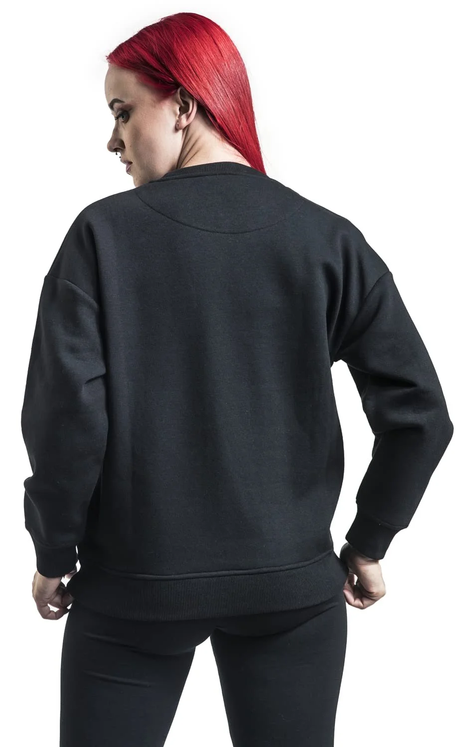 Женский свитшот EMP Stage Collection с черепом, показывающим рок, черный, фото №4