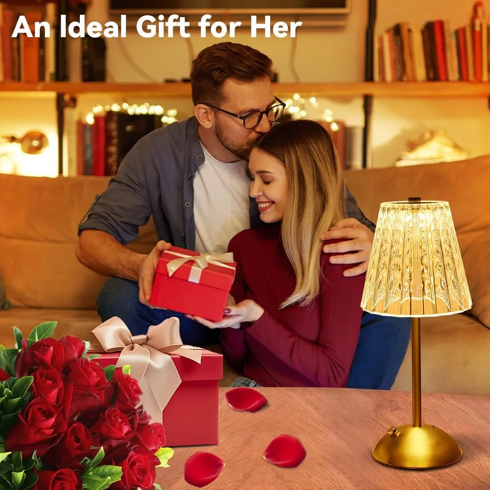 Настільна лампа LED бездротова сенсорна 2000 мАг 3 кольори димована Gold, фото №7