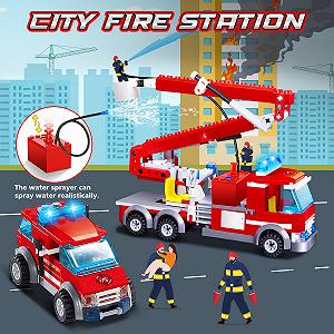 Іграшка HOGOKIDS City Fire Station Набір будівельних цеглинок — 775 деталей Гелікоптер для пожежної рятувальної служби Швидка Допомога Пожежна Машина Набір будівельних цеглинок Подарунок для дітей хлопчиків та дівчаток віком від 6 років synthetic.ua - Фото 1