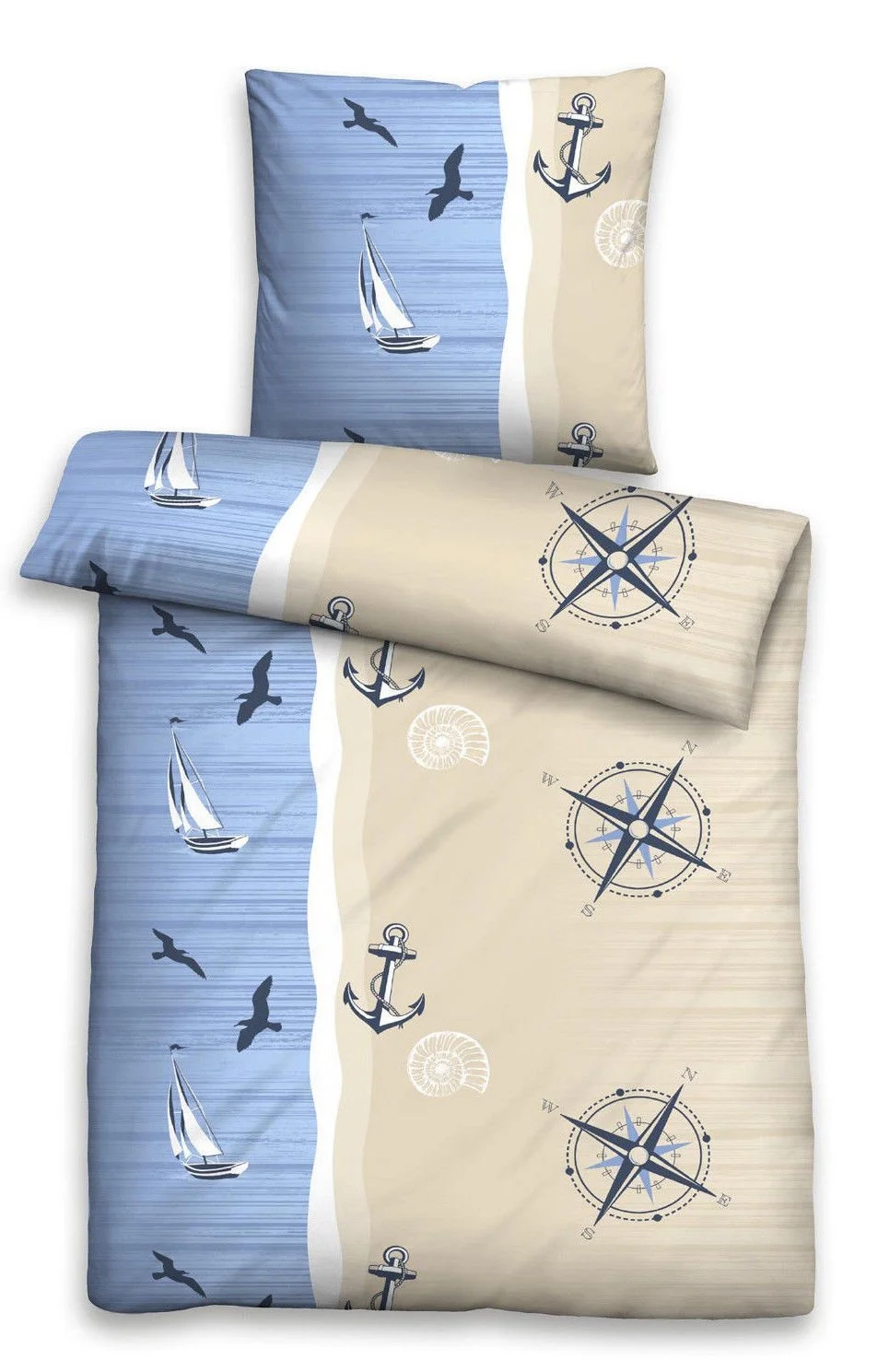 Комплект постільної білизни Castell 0024755 Seersucker 135 x 200 см бавовна Синій, фото №1