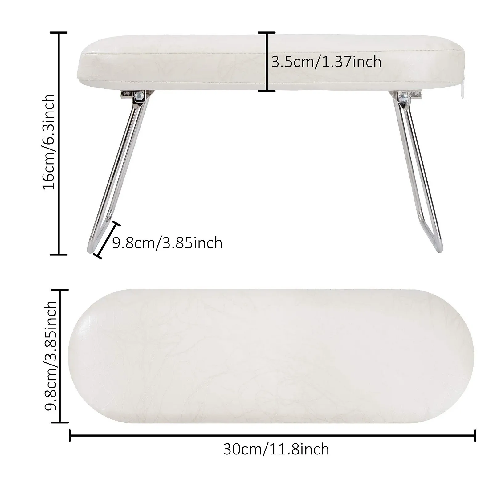 Подушка для рук для манікюру Шкіряна професійна Біла, фото №2