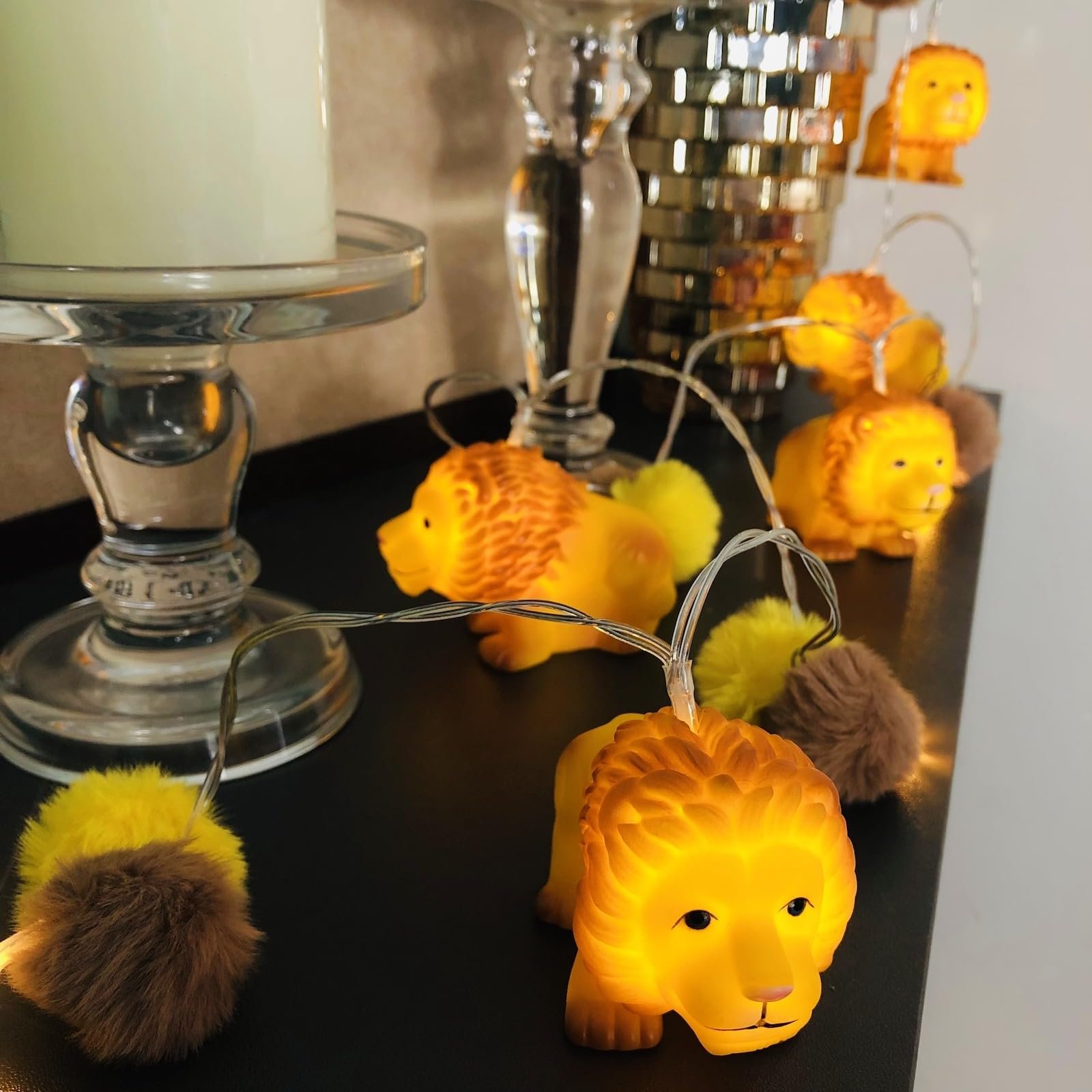 Гірлянда Дитяча Лев Pom Pom 1,65 м/10 LED Коричневий + Жовтий, фото №4
