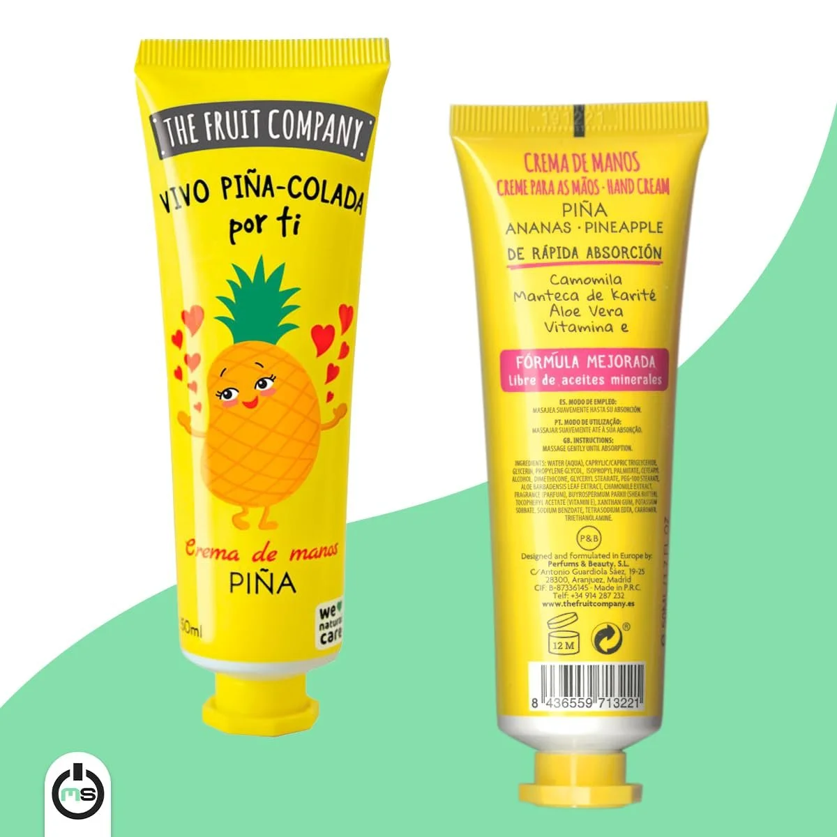 Крем для рук The Fruit Company Ананас з алое вера та ромашкою 50 мл, 3 шт, фото №4