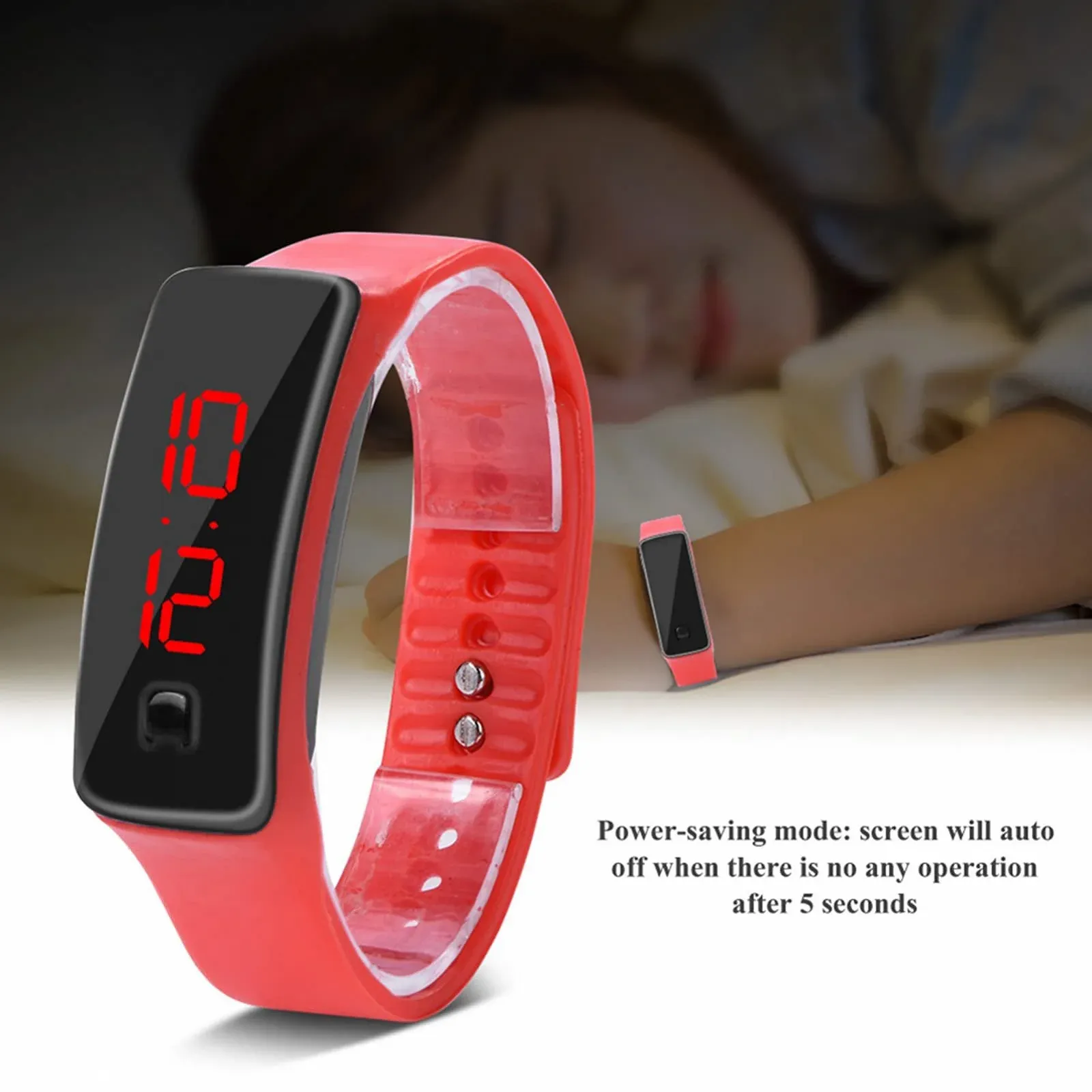 LED Годинник з силіконовим спортивним ремінцем Водонепроникний Цифровий 12-годинний циферблат, фото №4 LED Годинник з силіконовим спортивним ремінцем Водонепроникний Цифровий 12-годинний циферблат, фото №4