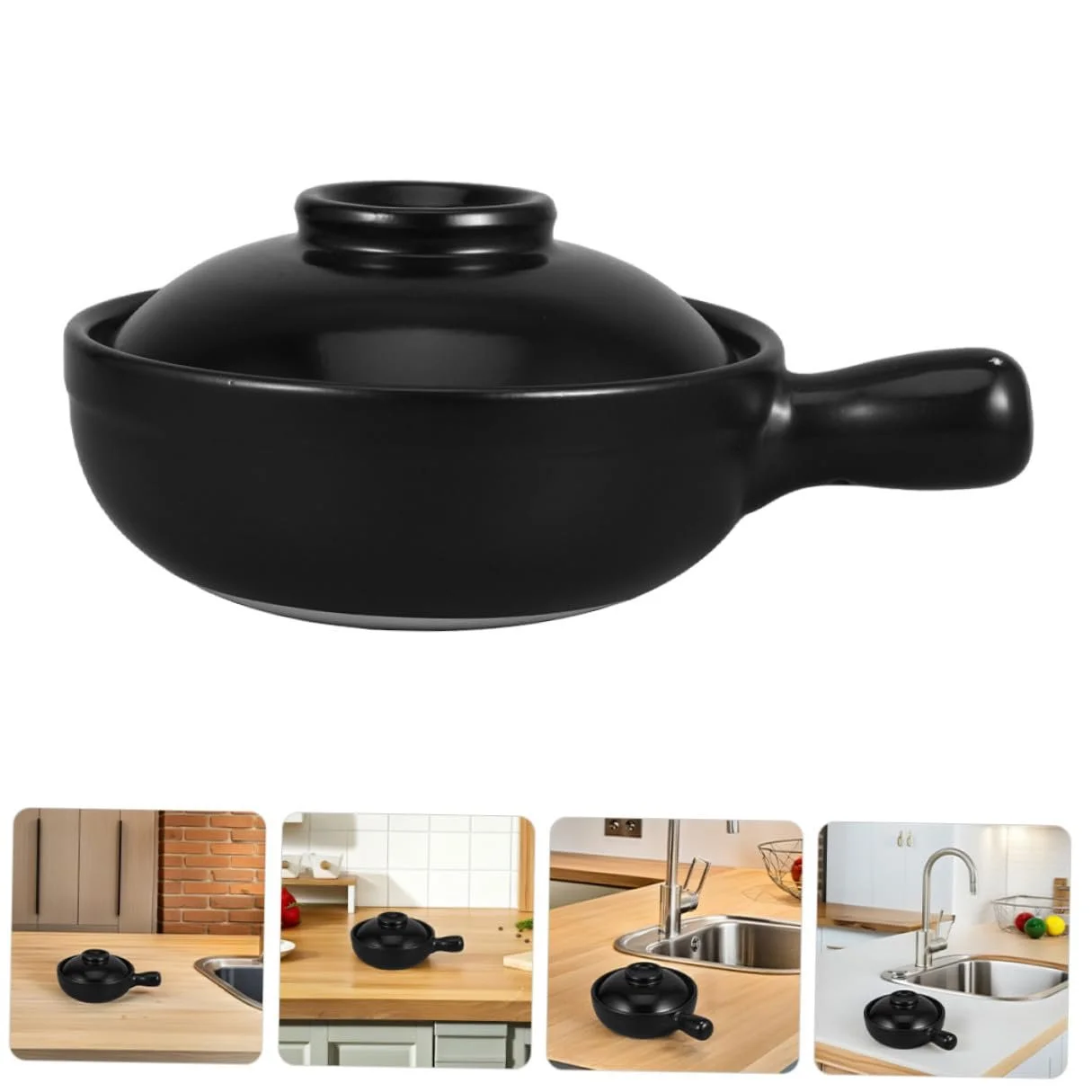 Кастрюля керамическая Donabe с крышкой японская термостойкая из натуральной глины, фото №9