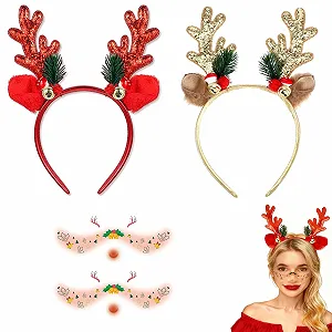 Набір з 2 Різдвяних обручів для волосся з оленячими ріжками - Фото 1