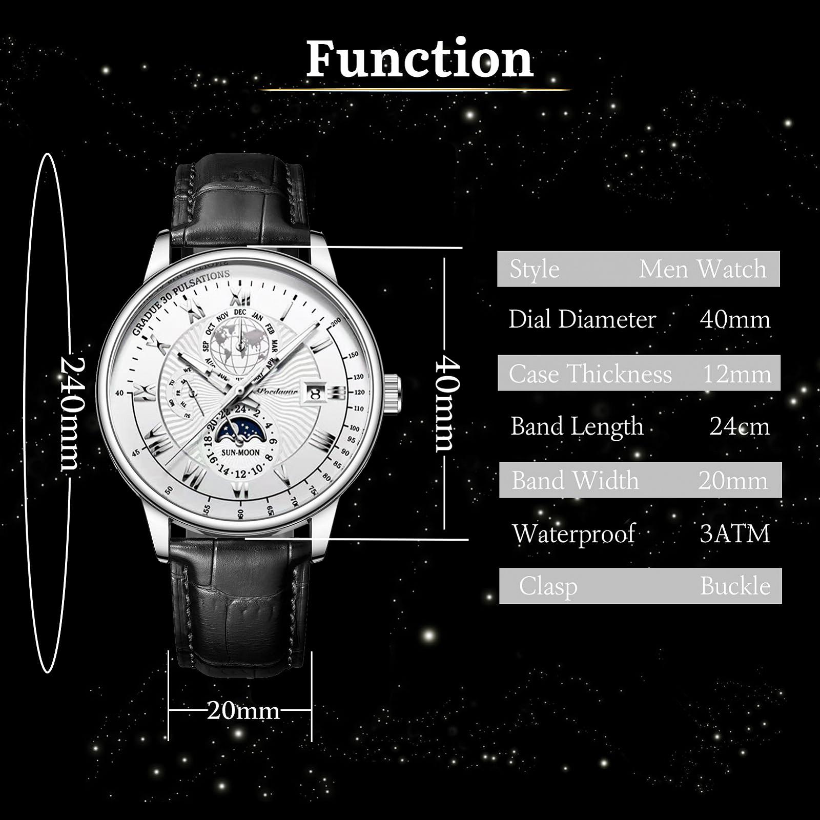 Годинник FORSINING Чоловічий Quartz Analogue Moon Phase Luxury Stainless Steel, фото №3