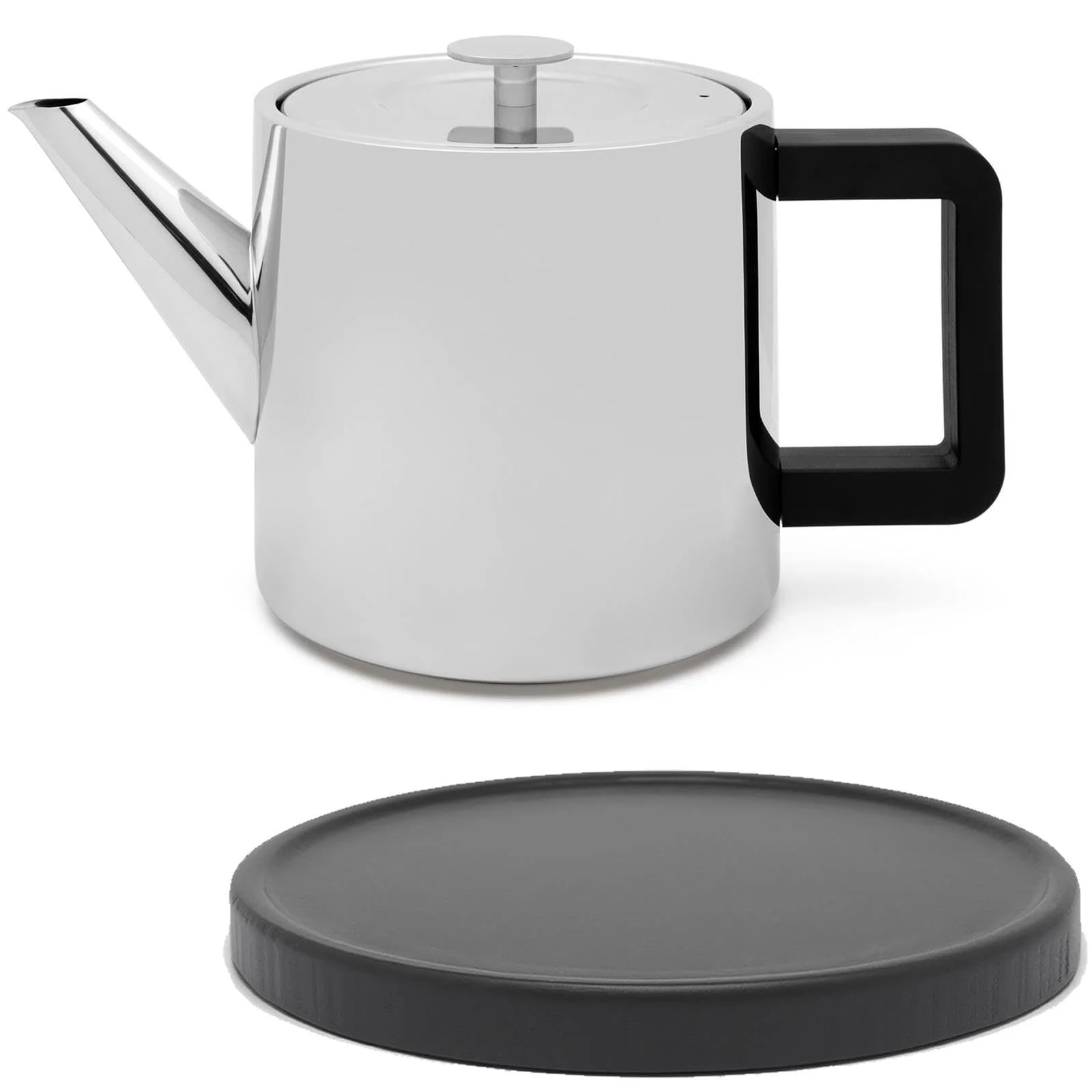 Чайник Small Shiny 1.1 літра з подвійними стінками, фільтром для чаю та чорною дерев'яною підставкою, фото №1