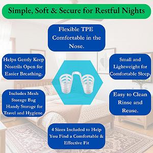 Відкривачки для носа проти хропіння Silicone Mesh 4 розміри з сітчастим мішком для зберігання та інструкціями synthetic.ua - Фото 1