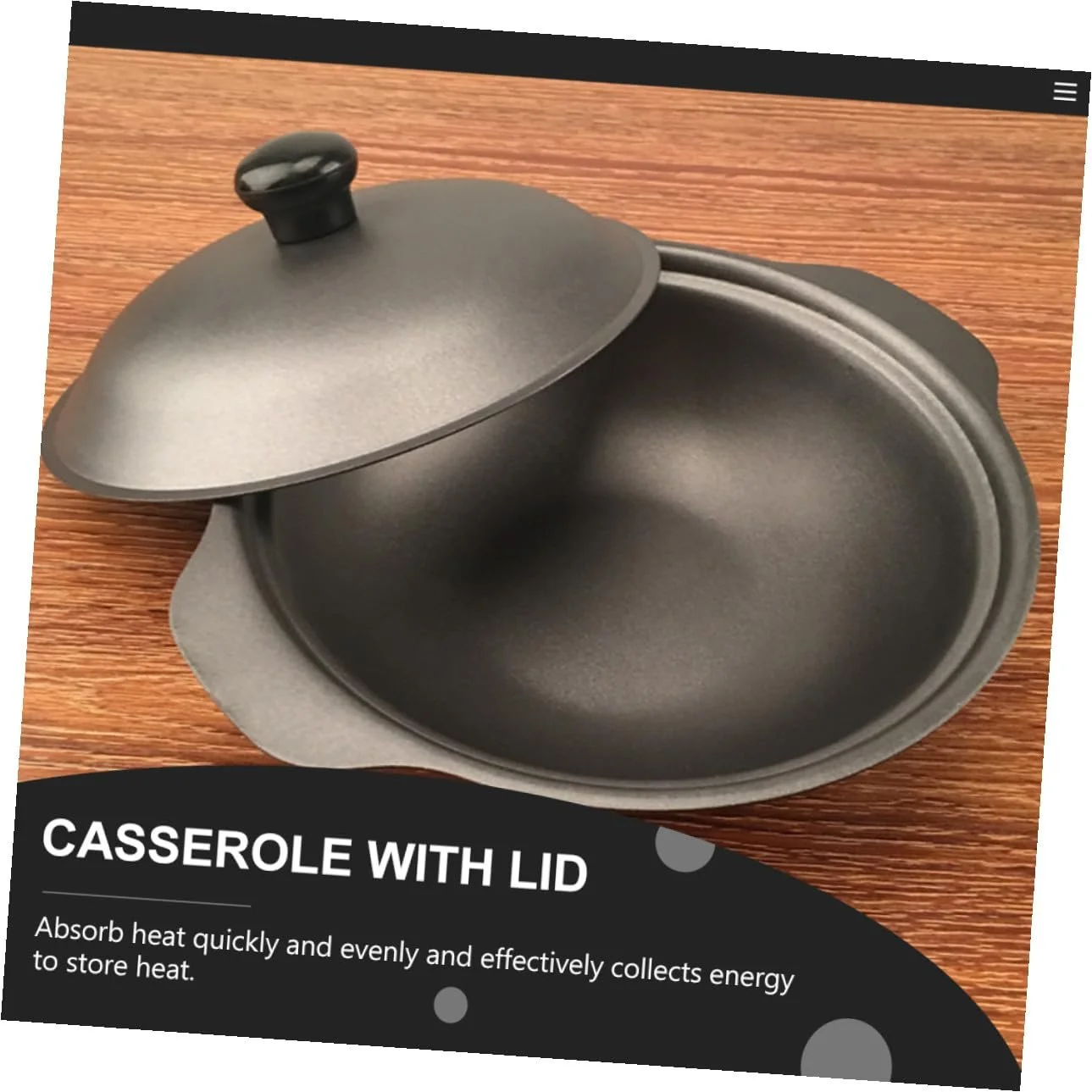 Каструля Чавунна з кришкою та нековзною ручкою, фото №5