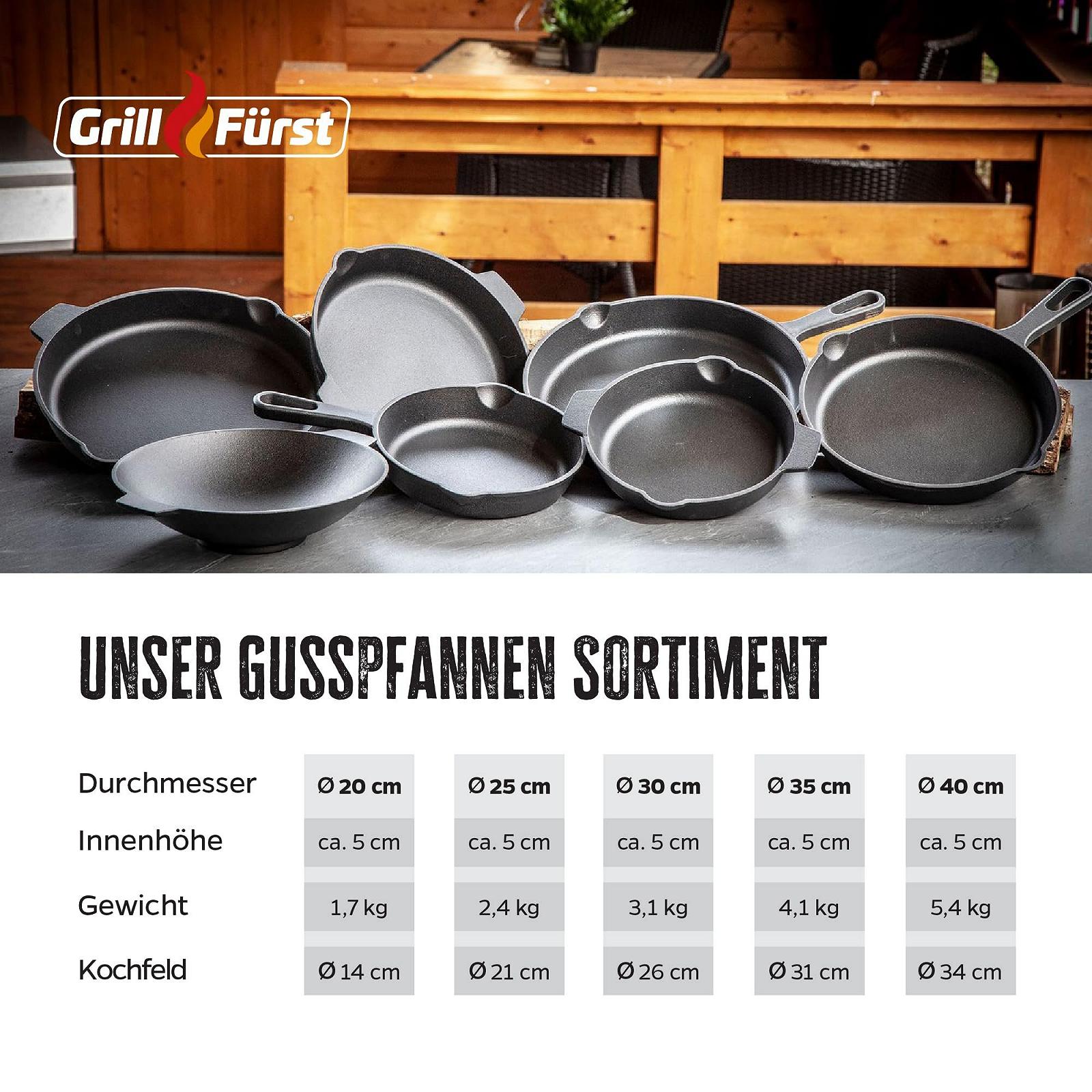 Сковорода-гриль Grillfürst чавунна з двома ручками, діаметр 30 см, з високим бортиком, фото №3