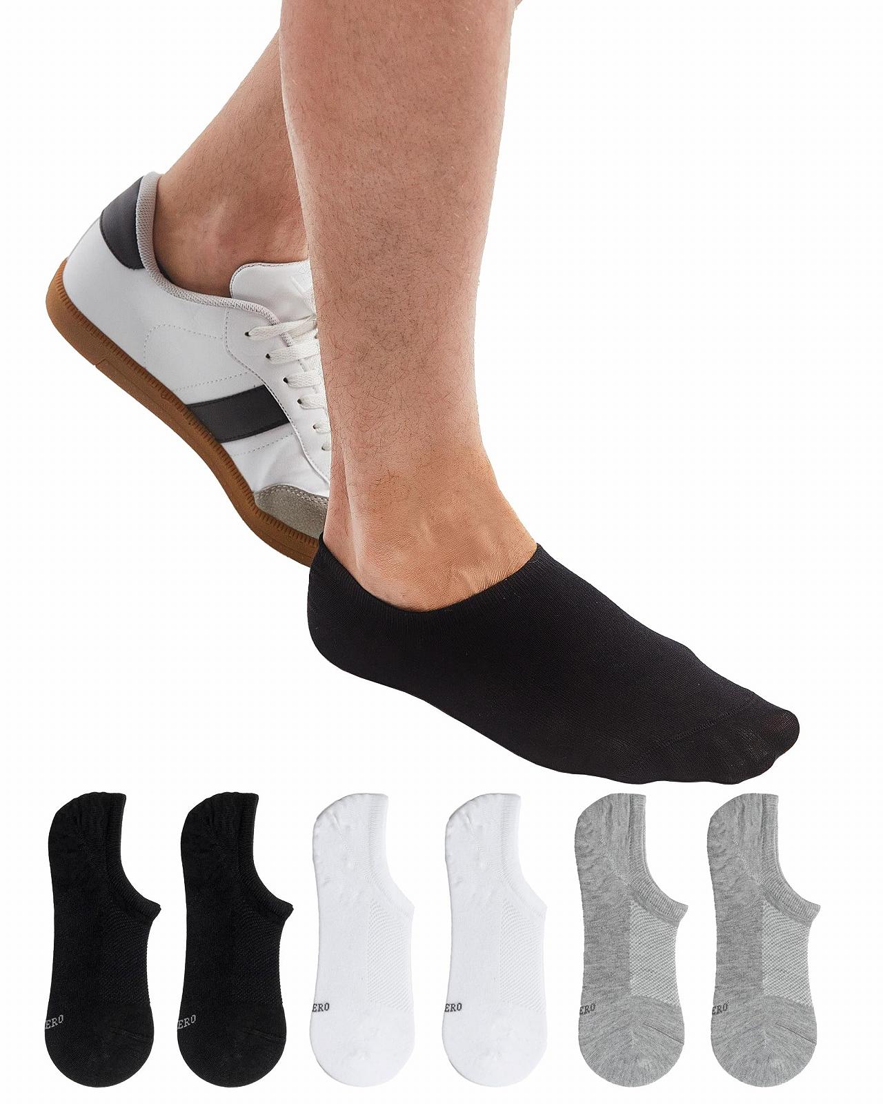 Носки бамбуковые 6 пар, носки-следки, невидимые, дышащие с нескользящей силиконовой пяткой, мужские, женские, унисекс, фото №1