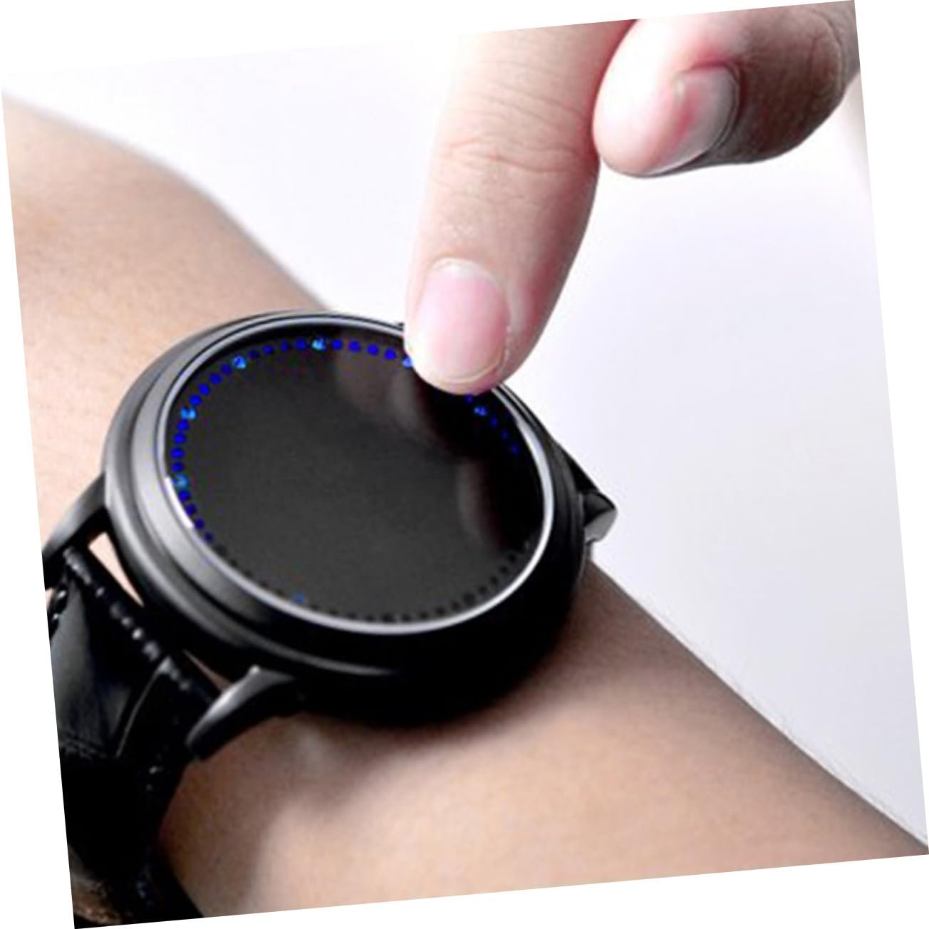 Цифровые часы WRITWAA с круглым циферблатом и полиуретановым ремешком для ежедневного использования, черные, фото №5 Цифровые часы WRITWAA с круглым циферблатом и полиуретановым ремешком для ежедневного использования, черные, фото №5