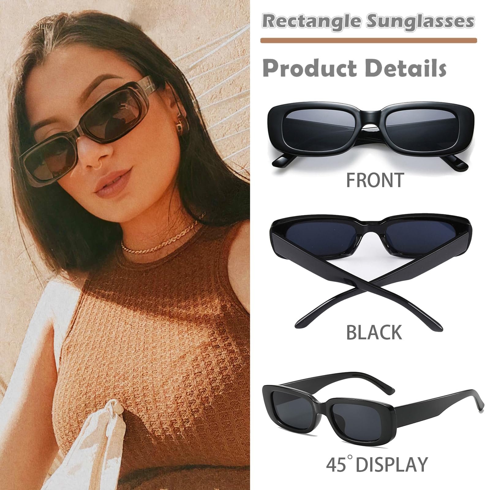 Сонцезахисні окуляри Dwenarry Прямокутні Вінтажні Вечірні 4 шт, фото №4