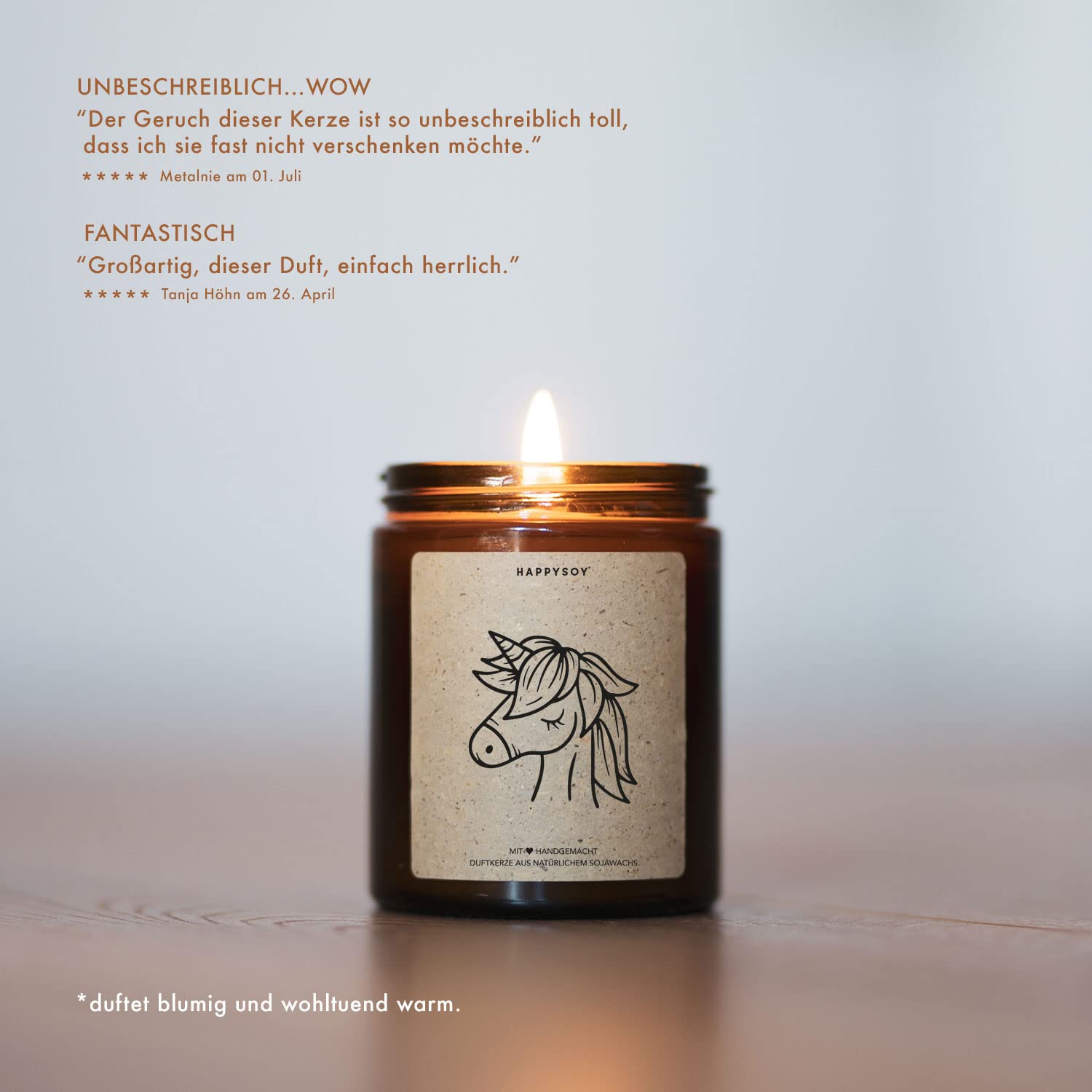 Свічка Happysoy Подарункова Ароматична у Склі Соєва Ручної роботи в Німеччині Веганська з мотивом єдинорога, фото №5