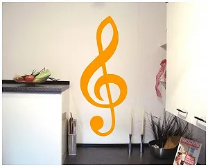 Наклейка на стіну Samunshi® Treble Clef 3.9 x 10 см Golden Yellow synthetic.ua - Фото 1