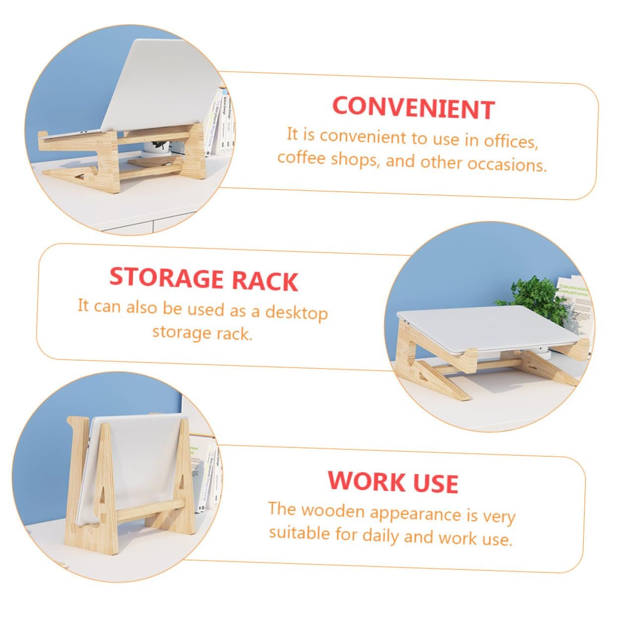 Подставка для ноутбука деревянная 12-14,7 дюймов, фото №2