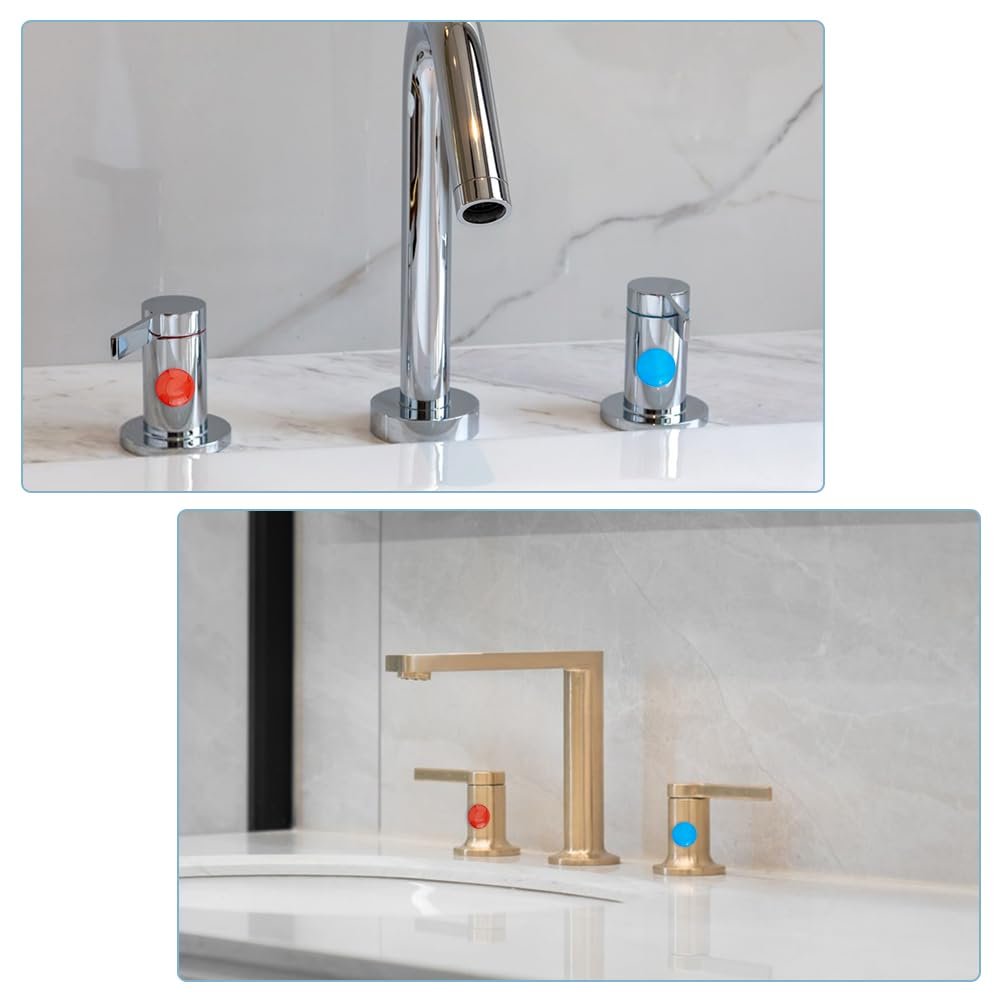 Наклейки на кран SUPERFINDINGS Индикаторы горячей и холодной воды Эпоксидная смола 10 мм Набор 24 шт., фото №6