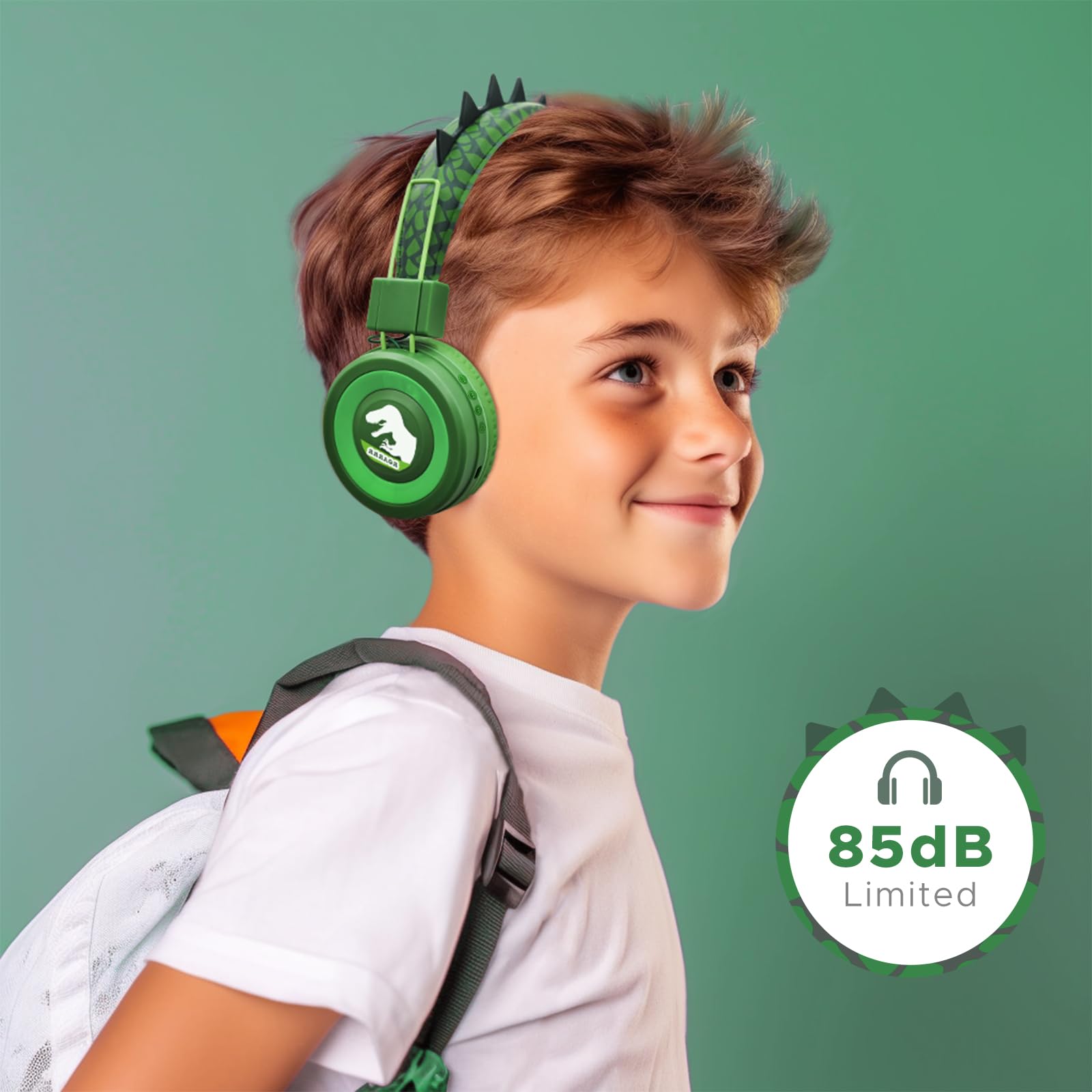 Навушники JYPS Wireless Bluetooth Дитячі Котячі Ніжки/Динозаври Over-Ear з Кабелем 85 дБ 10 Годин Часу Відтворення, фото №2