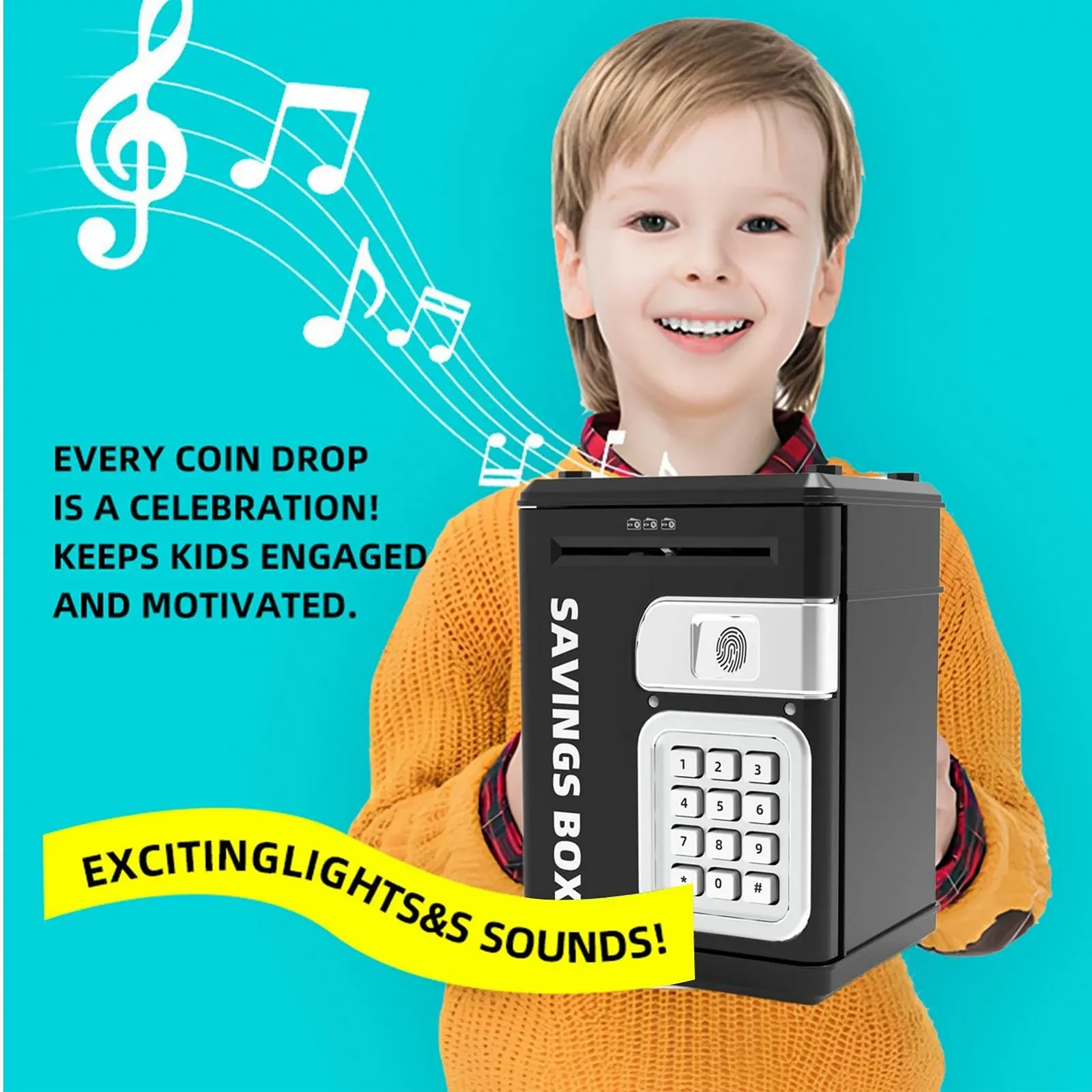 Скарбничка-сейф Електронна з паролем та кодом ABS для дітей та підлітків, фото №3