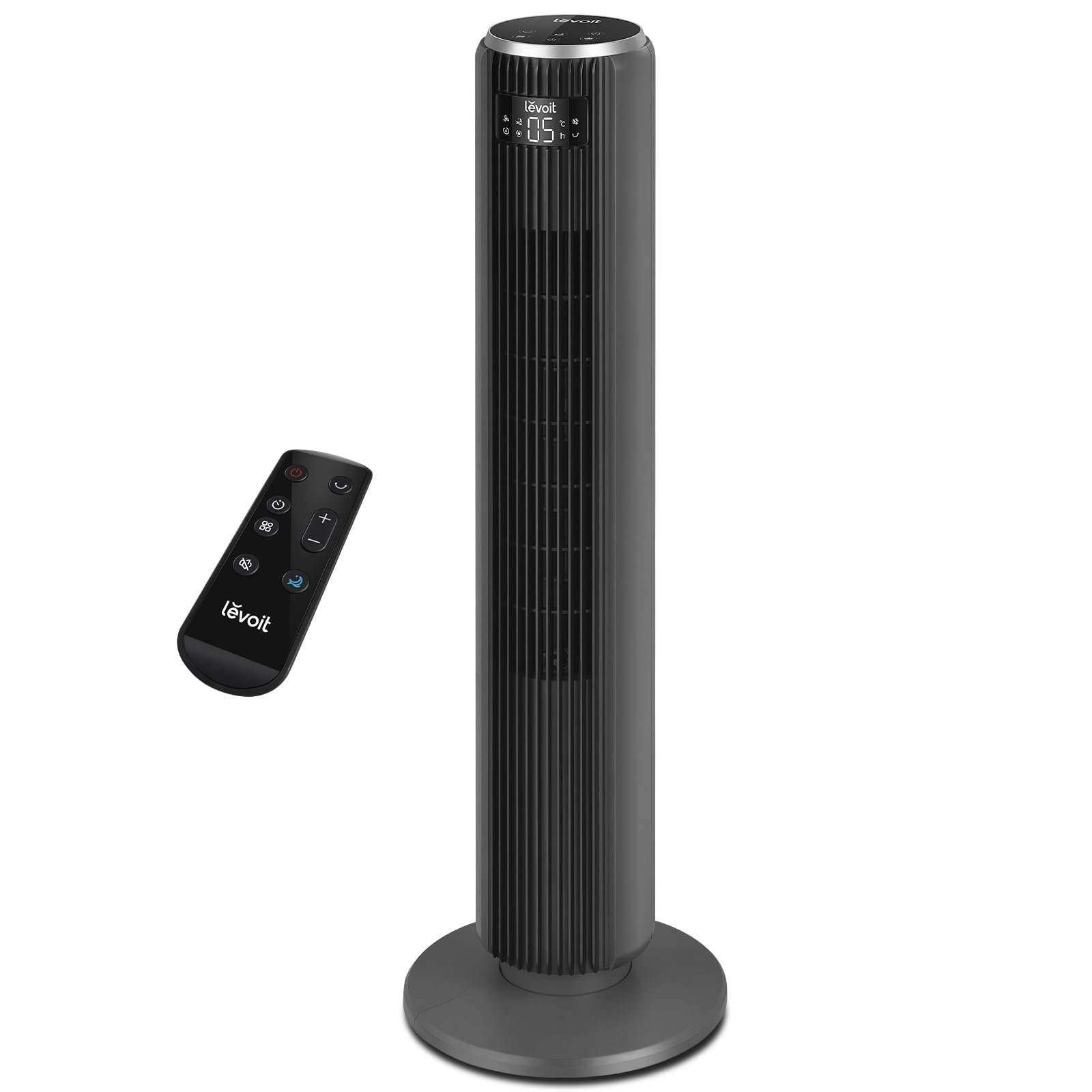 Вентилятор колонний LEVOIT 92 см, 3 режими, 5 швидкостей, Oscillation 90°, таймер 12 годин, LED-дисплей, темно-сірий, фото №1