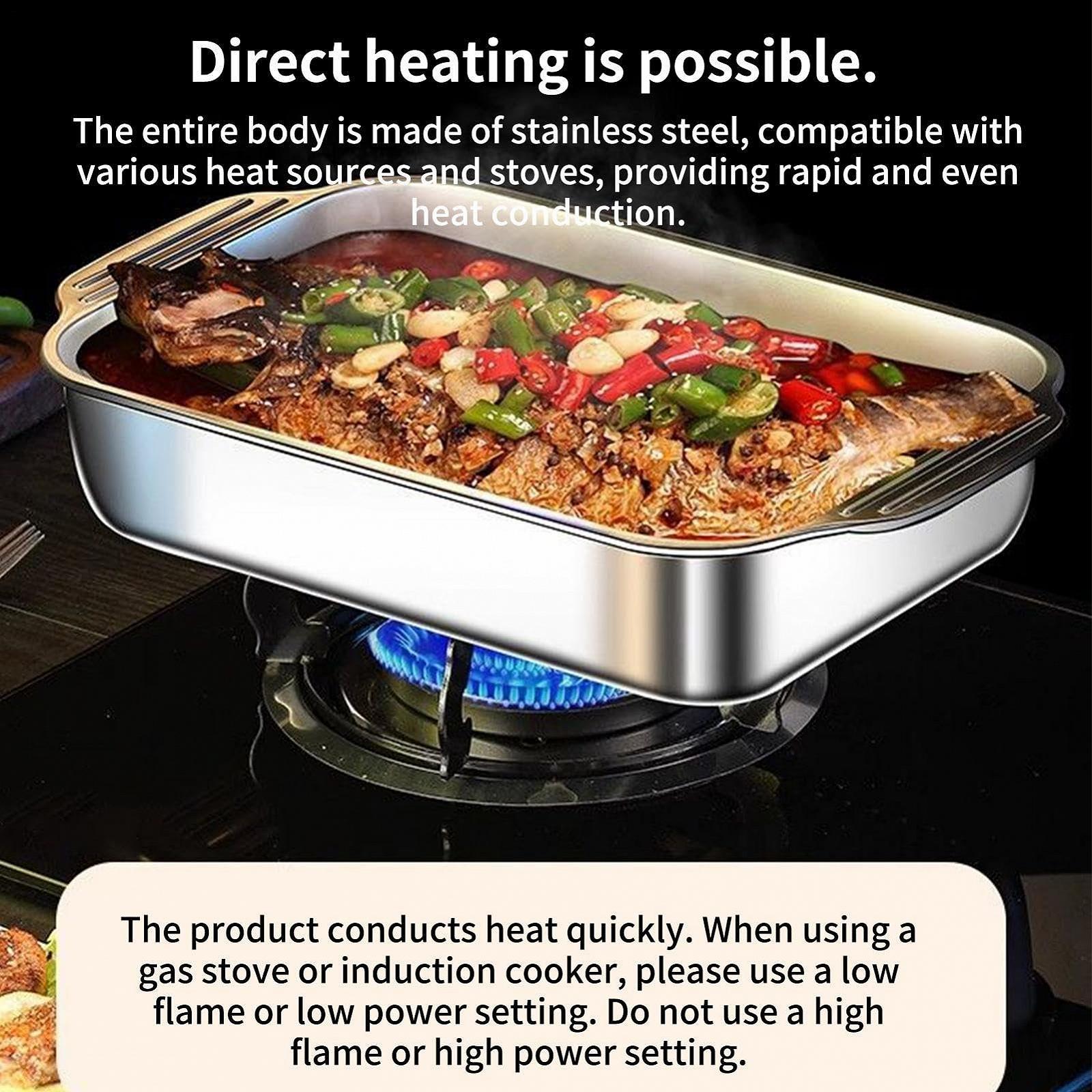 Форма для выпечки из нержавеющей стали с крышкой и ручками для лазаньи и пиццы, фото №5 Форма для выпечки из нержавеющей стали с крышкой и ручками для лазаньи и пиццы, фото №5