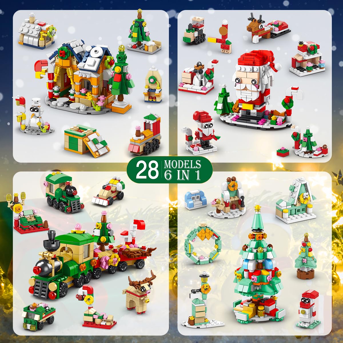 Конструктор CUBIMANA 24 Pack Christmas Building Kits з LED світлом 1122-Piece, фото №3