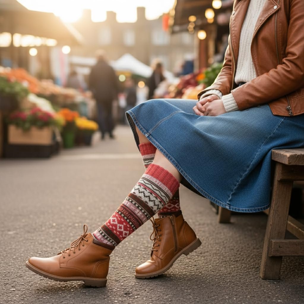 Гольфы lavendel 2 пары, этнические шерстяные, женские - теплые мягкие гольфы - идеально подходят для катания на лыжах, фото №7