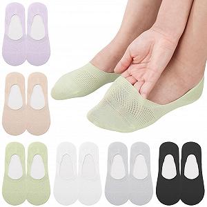 Женские носки Ankle 6 пар 37-40 Невидимые носки для тренировок с силиконовой накладкой, дышащие носки-балетки без скольжения, бежевый, черный, зеленый, серый, фиолетовый, белый - Фото 1