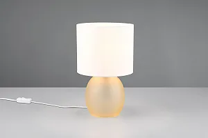 Настільна лампа Trio Leuchten Vela 517900113 Скляна основа янтарного кольору Тканинний абажур 1x E14 Білий synthetic.ua - Фото 1