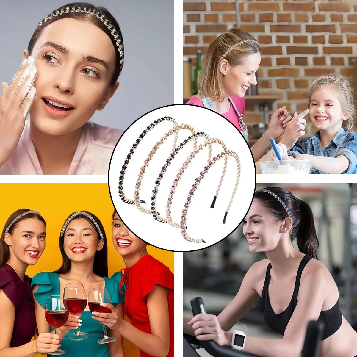 Обруч Модный Хрусталь Бриллиант Металл Блестящий, фото №7