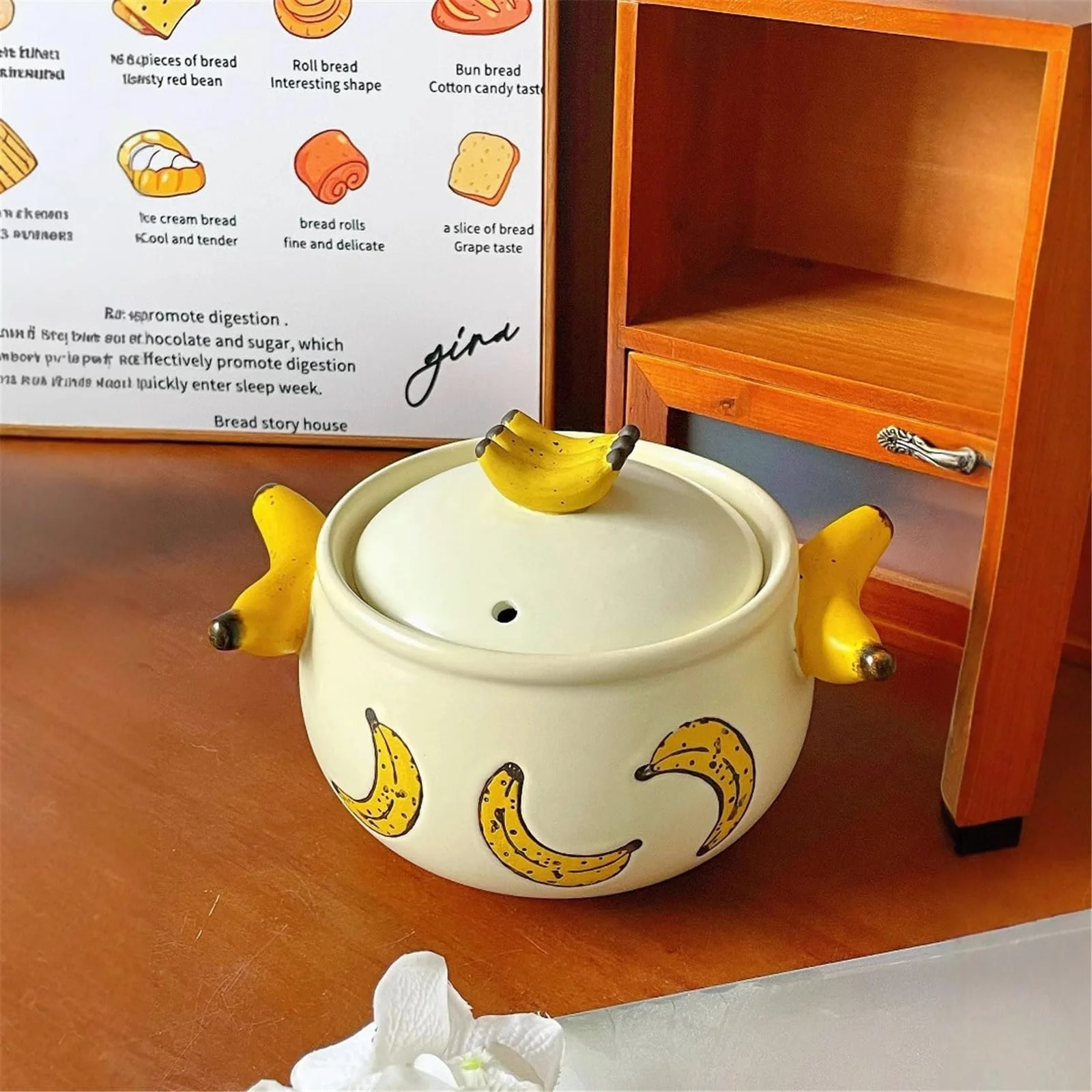 Кастрюля-жаровня Dutch Oven керамическая с крышкой и двойными ручками Banana Casserole Dish, фото №5