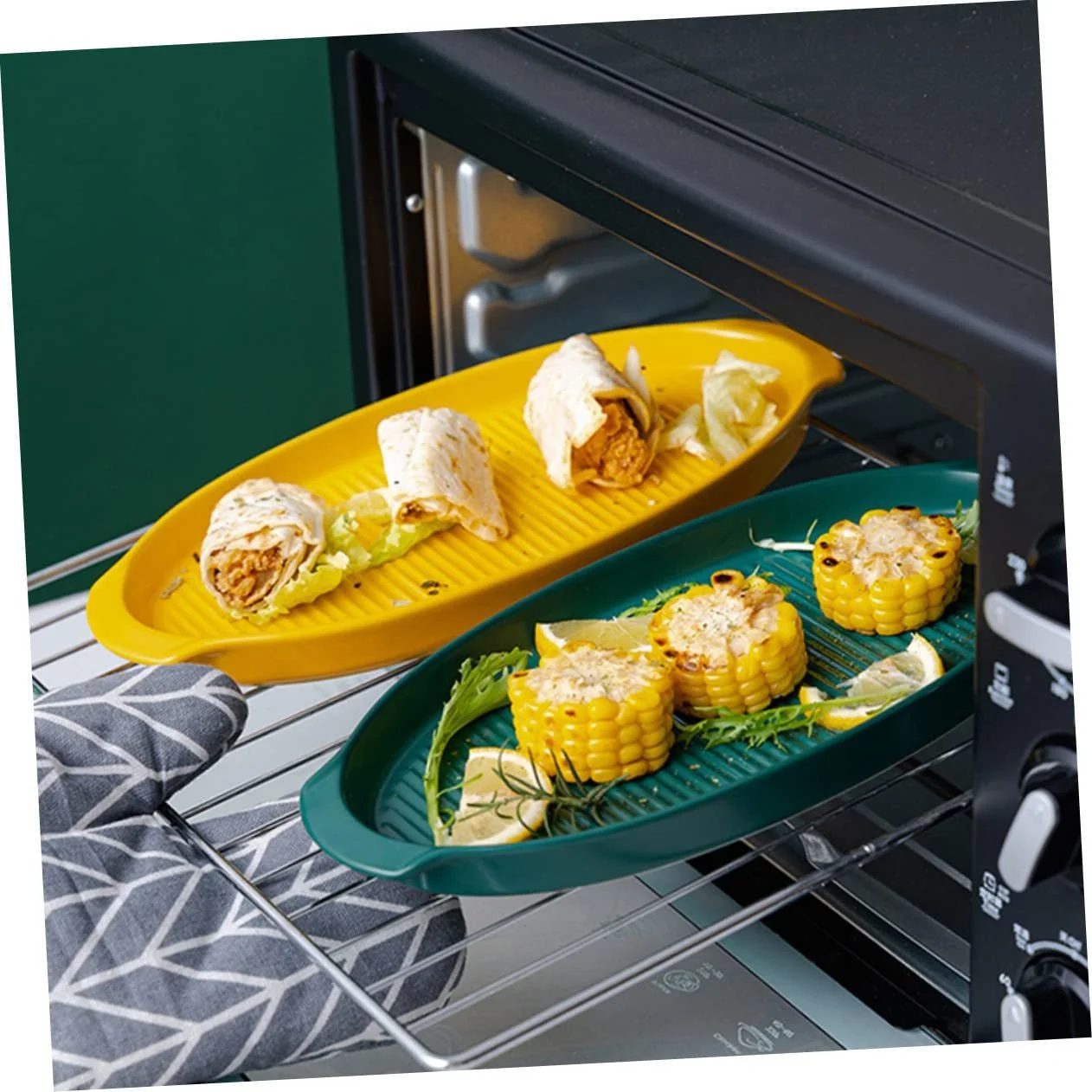 Керамическая форма для запекания TIDTALEO овальная с двойными ручками желтая, фото №7