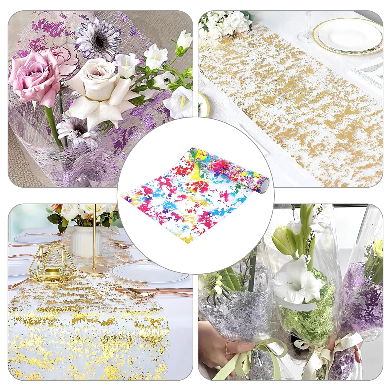 Ранер Tulle Fabric Rainbow паперовий рулон декоративна 28 см x 460 см Різнокольорова, фото №7 Ранер Tulle Fabric Rainbow паперовий рулон декоративна 28 см x 460 см Різнокольорова, фото №7