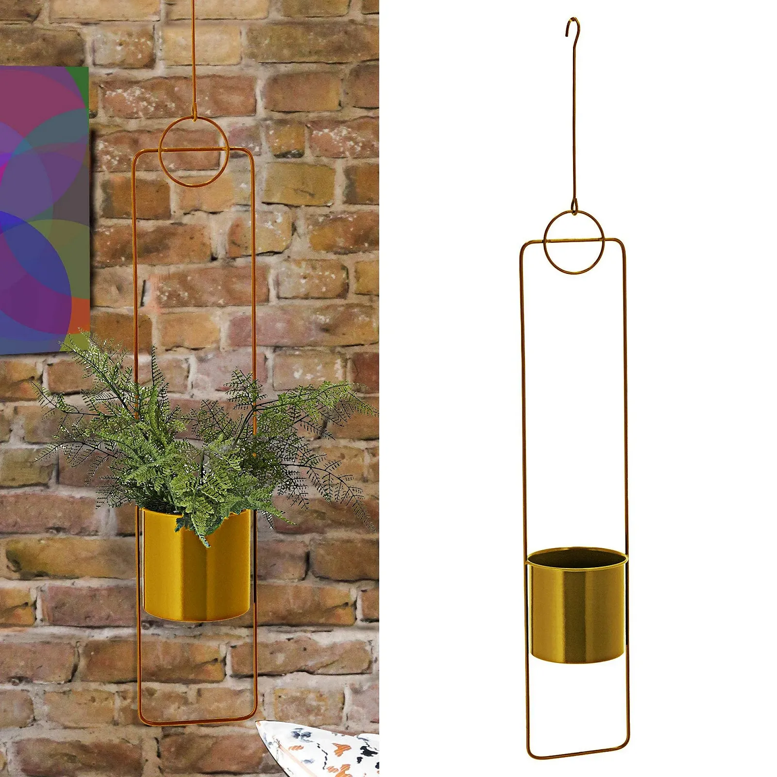 Підвісне кашпо Cepewa з гачками Золотисте, фото №2 Підвісне кашпо Cepewa з гачками Золотисте, фото №2