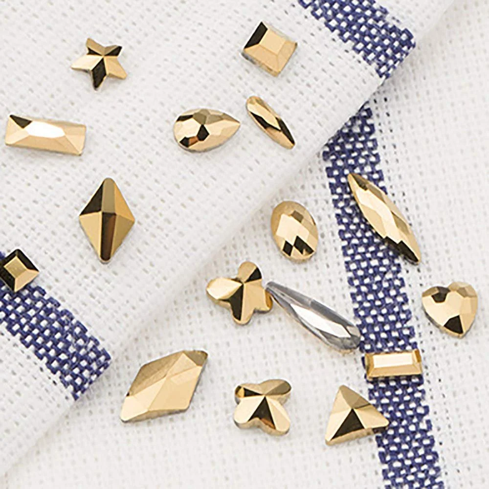 Стрази Блискучі золотисті для нігтів 4 x 6 мм, 100 шт, фото №3