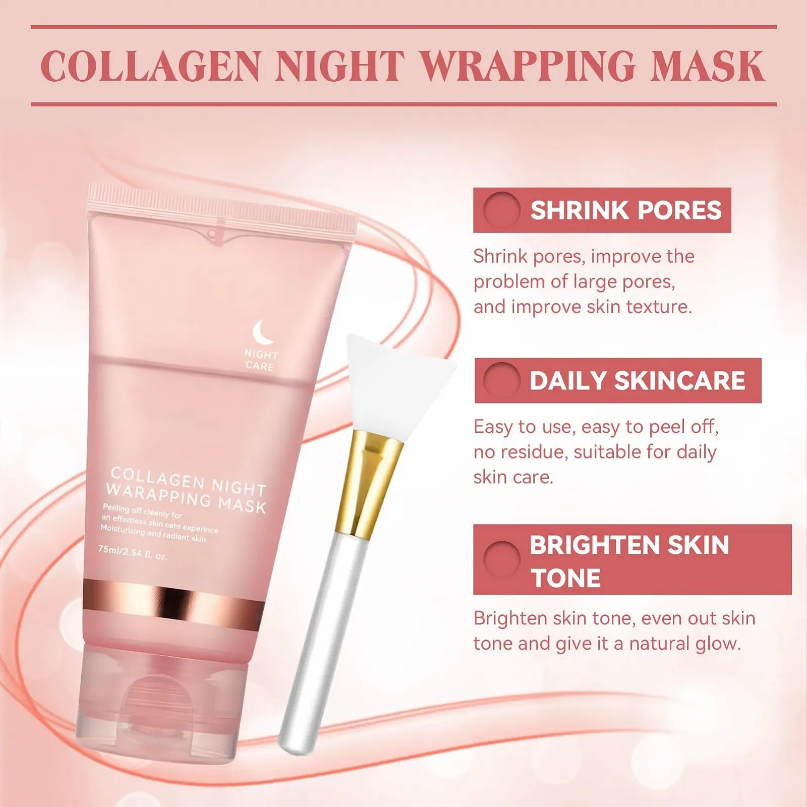 Ночная маска для лица с коллагеном Collagen, маска для лица, органическая маска для лица с коллагеном, маска-пленка для сияющей кожи, глубокая эффективная маска для лица, корейский уход за кожей, 1 шт в упаковке, фото №2