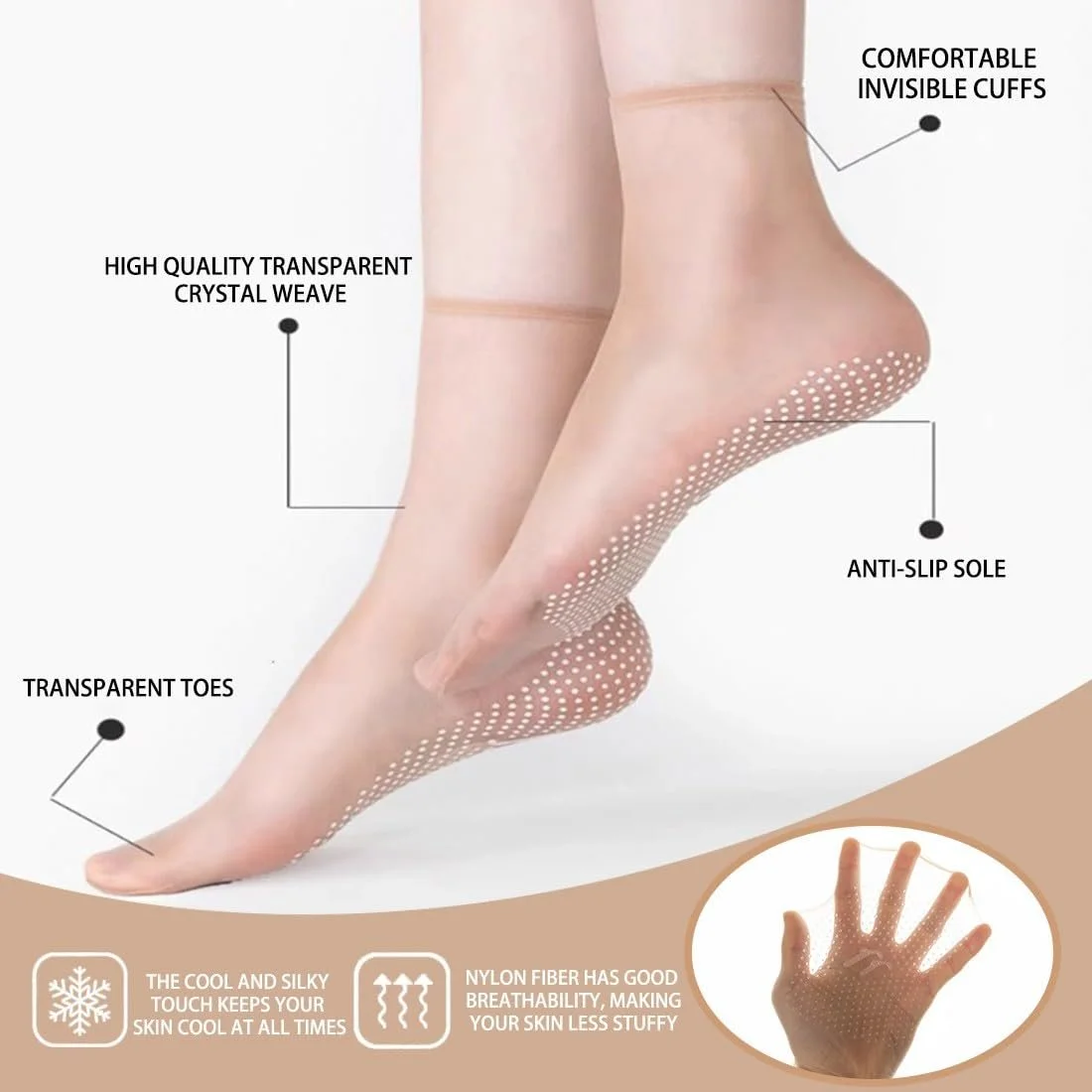 Шкарпетки Прозорі Жіночі Нейлонові, 10 пар, Один Розмір, фото №2 Шкарпетки Прозорі Жіночі Нейлонові, 10 пар, Один Розмір, фото №2