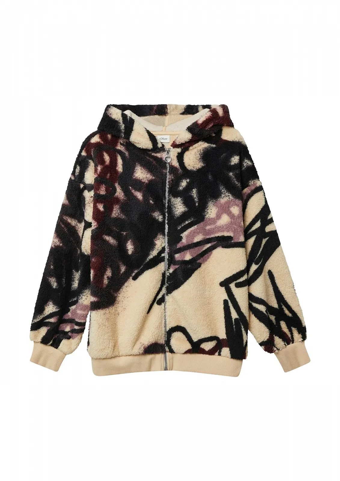 Куртка s.Oliver Плюшевая Teddy Oversized с граффити-принтом, фото №1