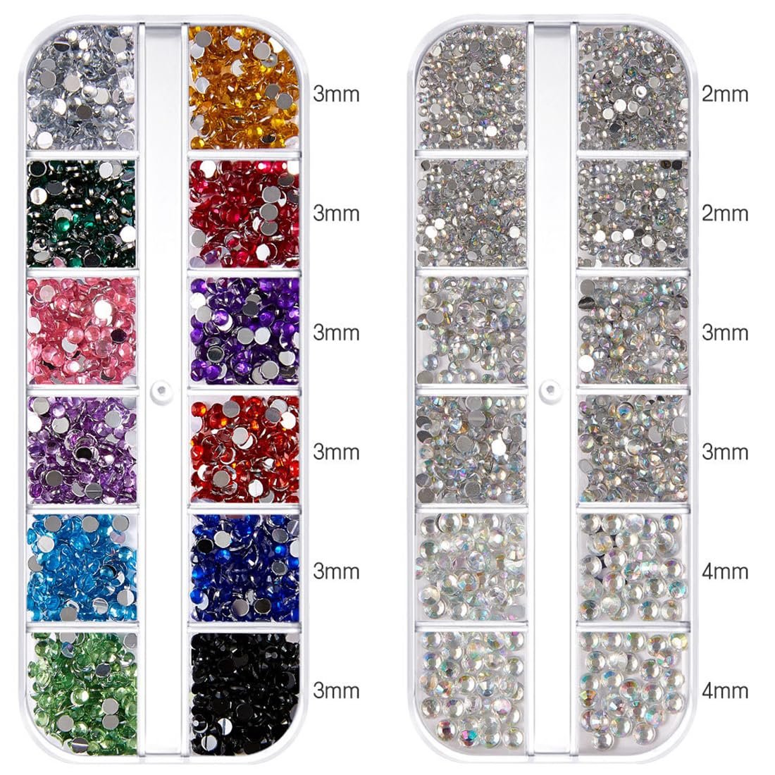 Стрази для нігтів (2 коробки) Кристали, напівкруглі перлини, з пінцетом, фото №6