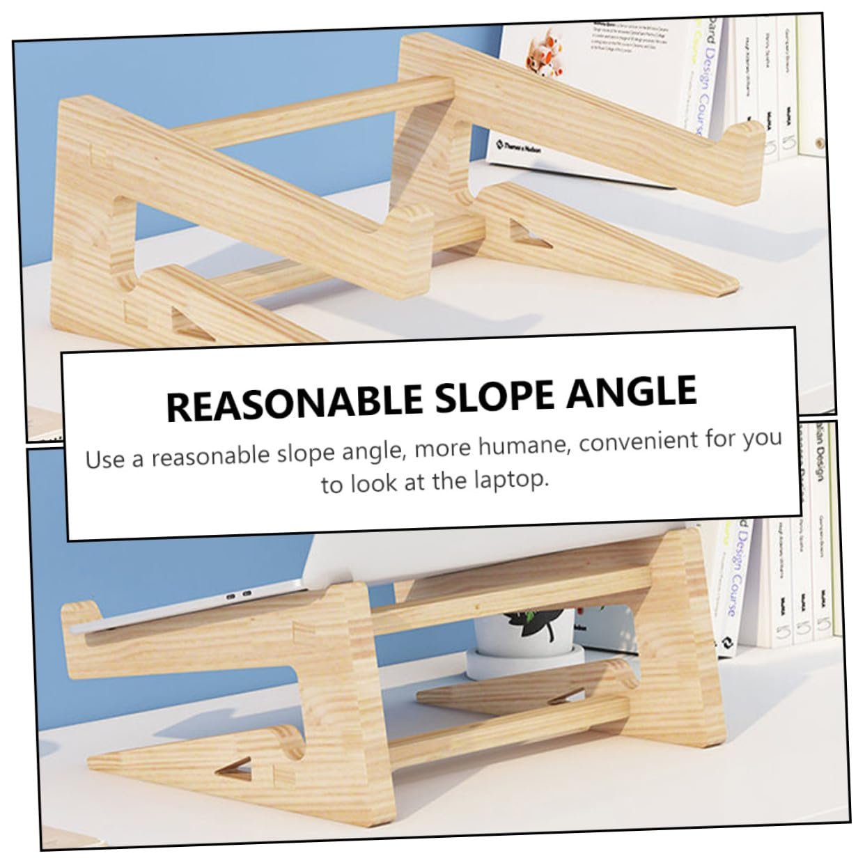 Підставка Sewroro для ноутбука, дерев'яна, міцна, ергономічна. Піднята висота для полегшення болю в шиї та спині, довговічна., фото №8