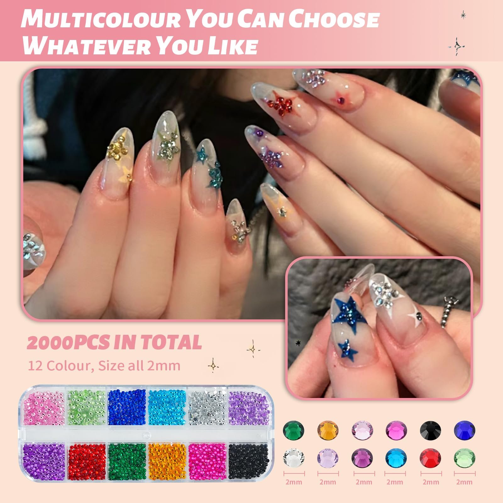 Стразы для ногтей 7200 шт., Блестящие разноцветные камни, жемчуг, бриллианты с пинцетом и ручкой для раскладывания страз, украшения для ногтей, фото №3 Стразы для ногтей 7200 шт., Блестящие разноцветные камни, жемчуг, бриллианты с пинцетом и ручкой для раскладывания страз, украшения для ногтей, фото №3