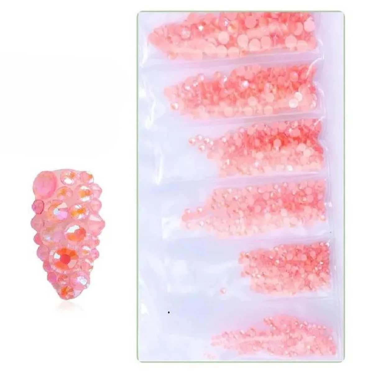 Стрази SS3-SS12 Без HotFix, плоска задня частина, скло, Pixie Nail Art, прозорий кристал, аксесуари для манікюру з блискучими дорогоцінними каменями, світло-рожевий MI, 1440 шт, фото №1