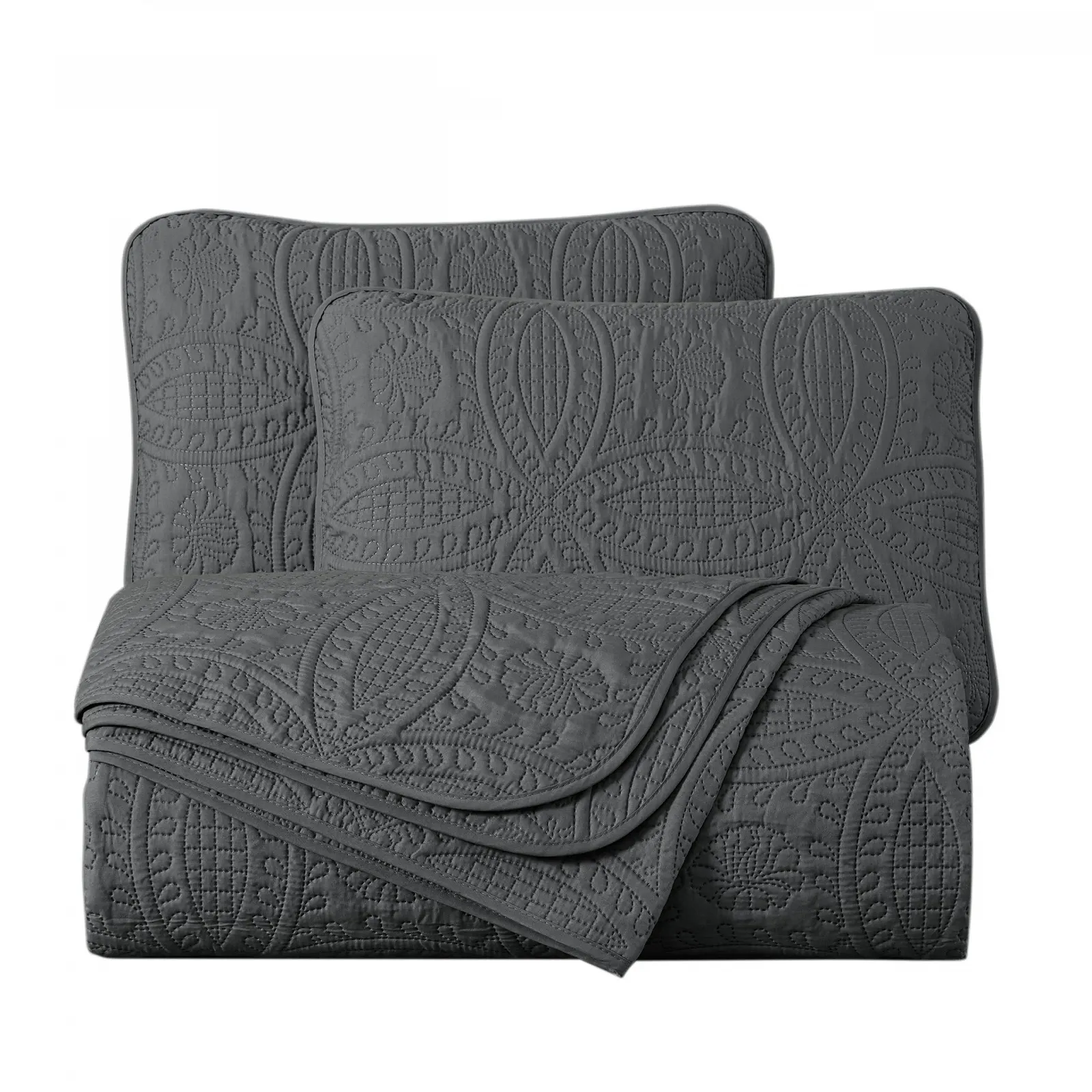 Покривало Chezmoi Collection Austin 3 предмети Queen, Вугільний, фото №8