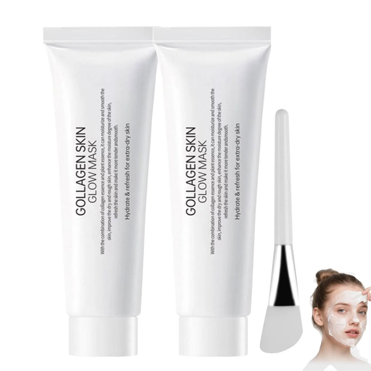 Маска для лица Молочная Korean, Collagen Wrapping Peel-Off Face Mask Pack, органическая маска для лица с коллагеном, увлажняющая и осветляющая, уменьшает дряблость и тусклость для сияющей кожи (2 шт.), фото №1