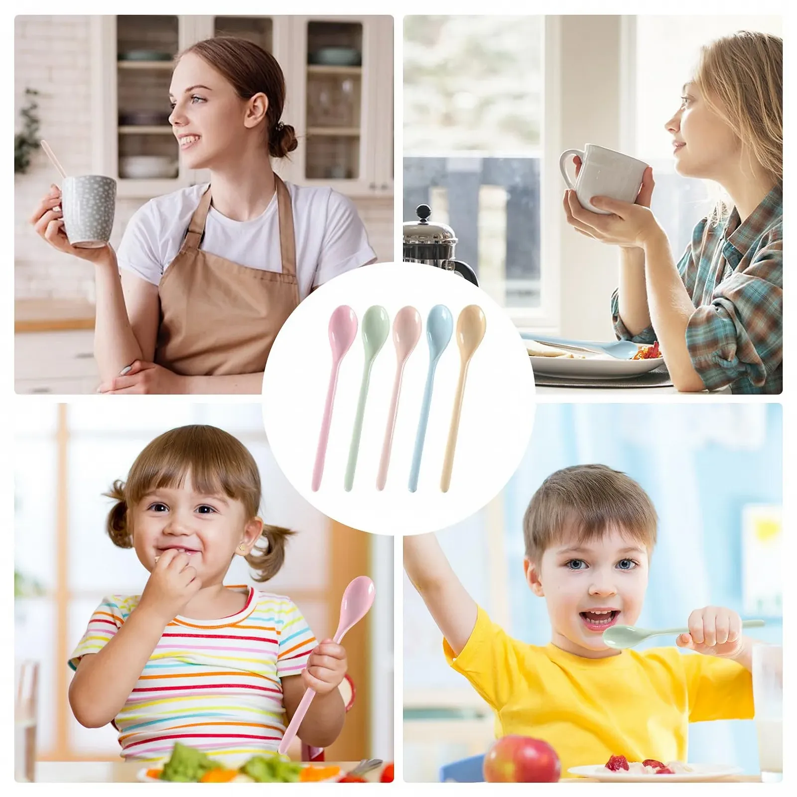 Набір з 5 ложок для яєць, пластик, кольорові, фото №7